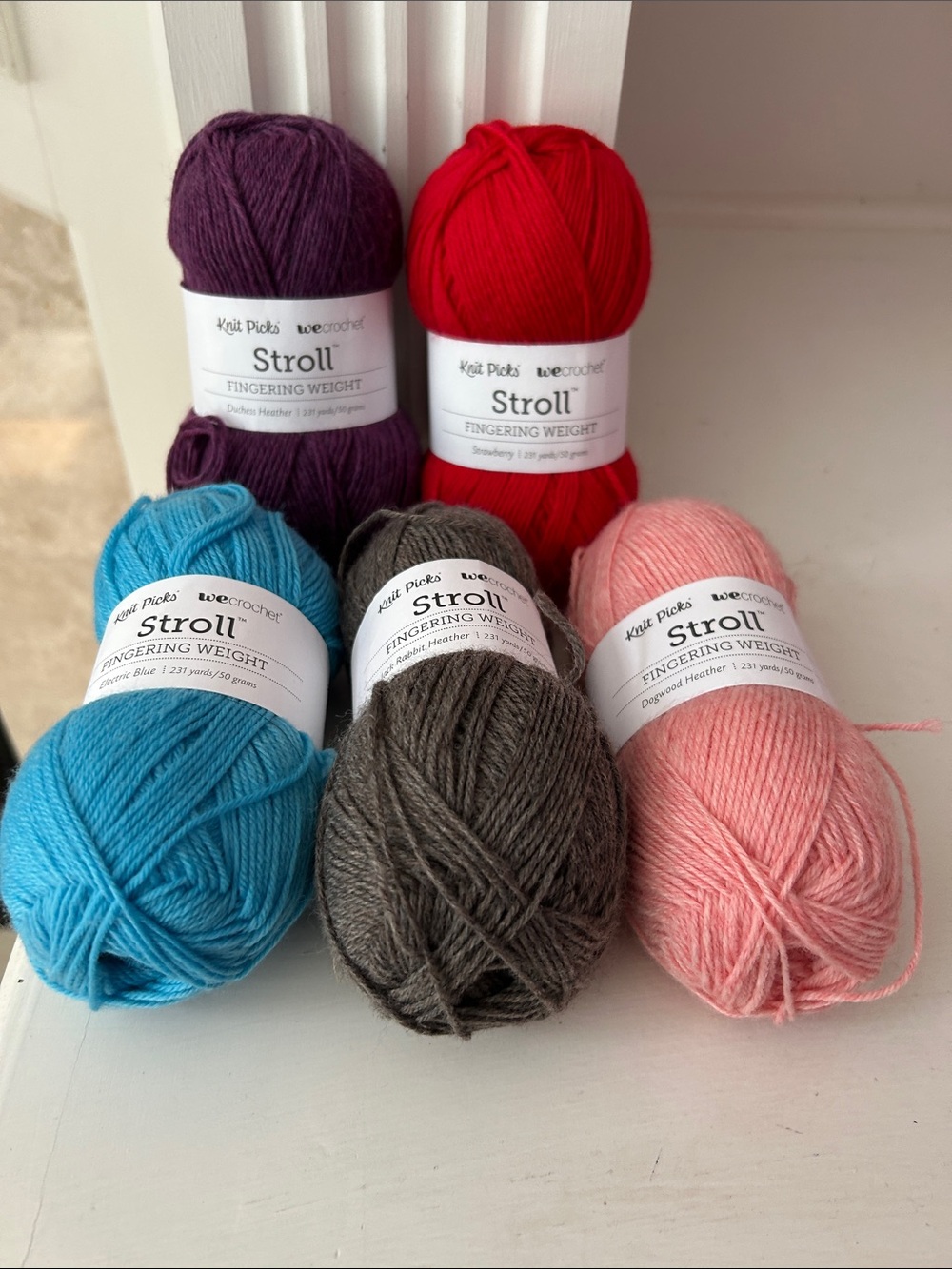 Knit Picks Stroll Fingering Weight Yarn - Assorted Colors Lot of 5